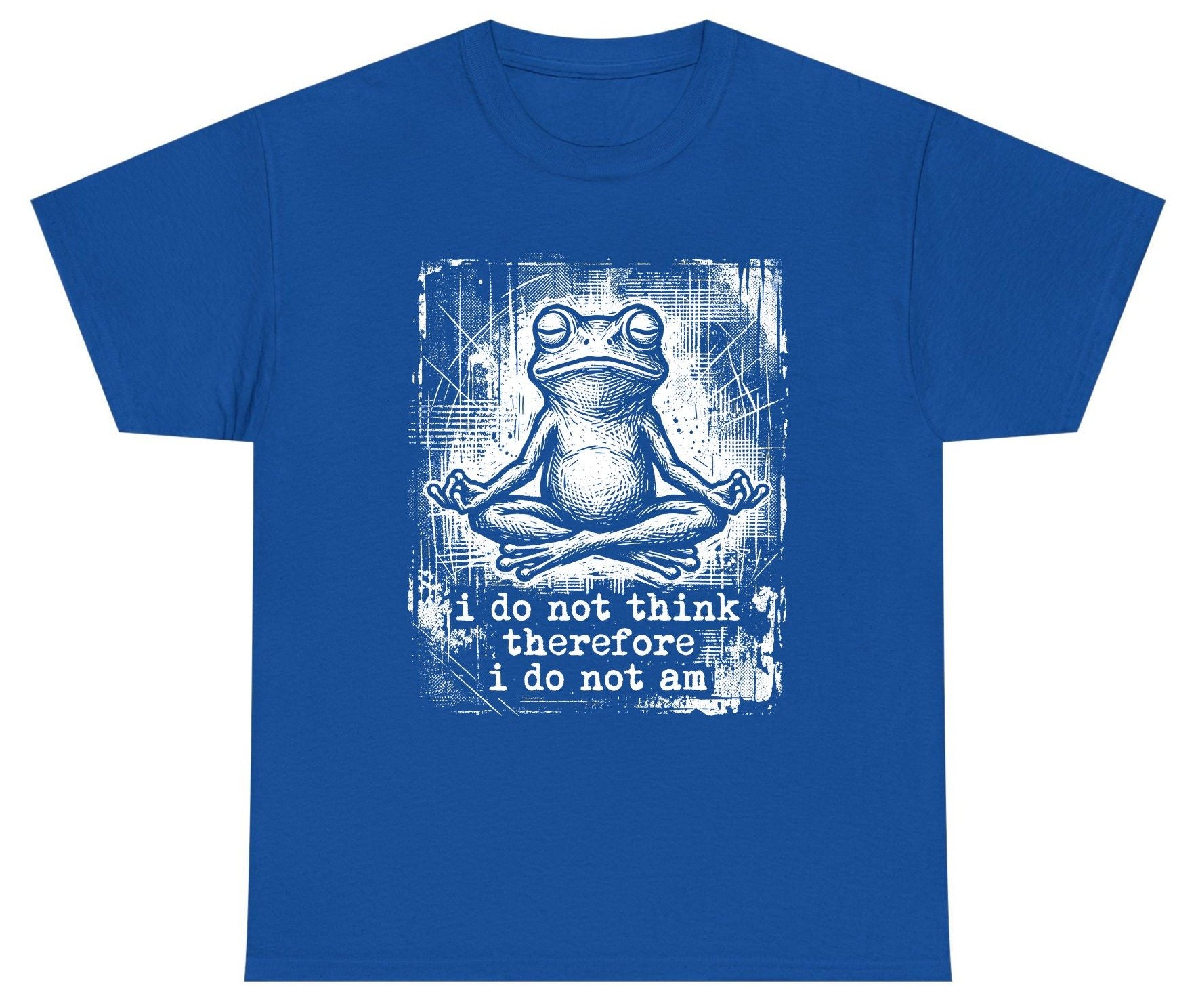 I Do Not Think Therefore I Do Not Am meditating frog Youth T-Shirt Royal product mockup