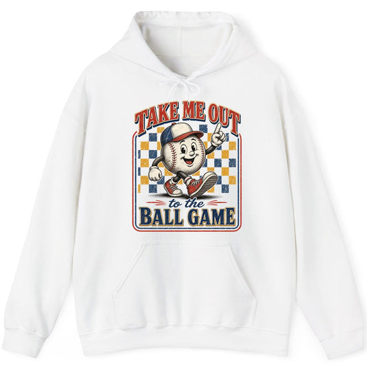 Take Me Out to the Ball Game Retro Baseball Hoodie - product mockup - White