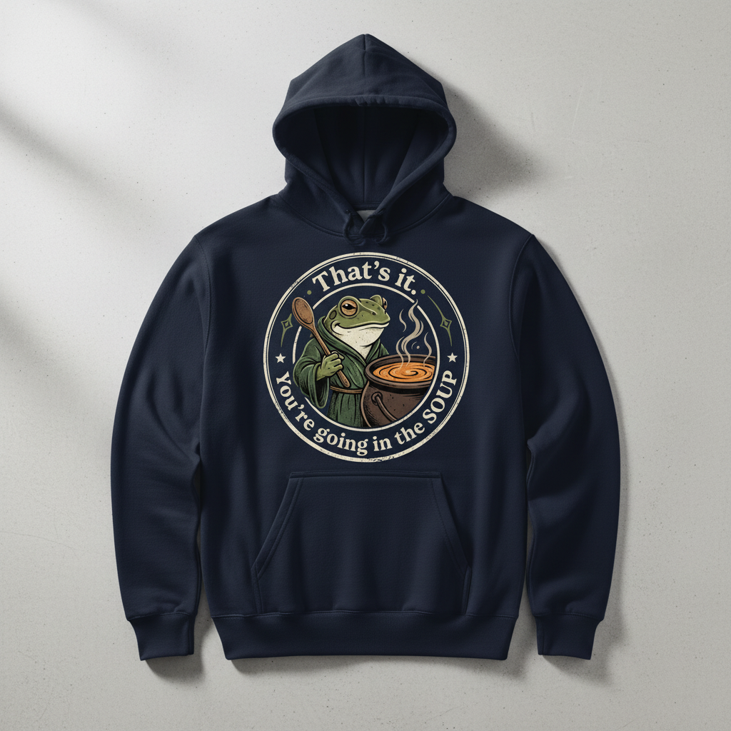 That's It You're Going In The Soup Frog Meme Hoodie - Navy
