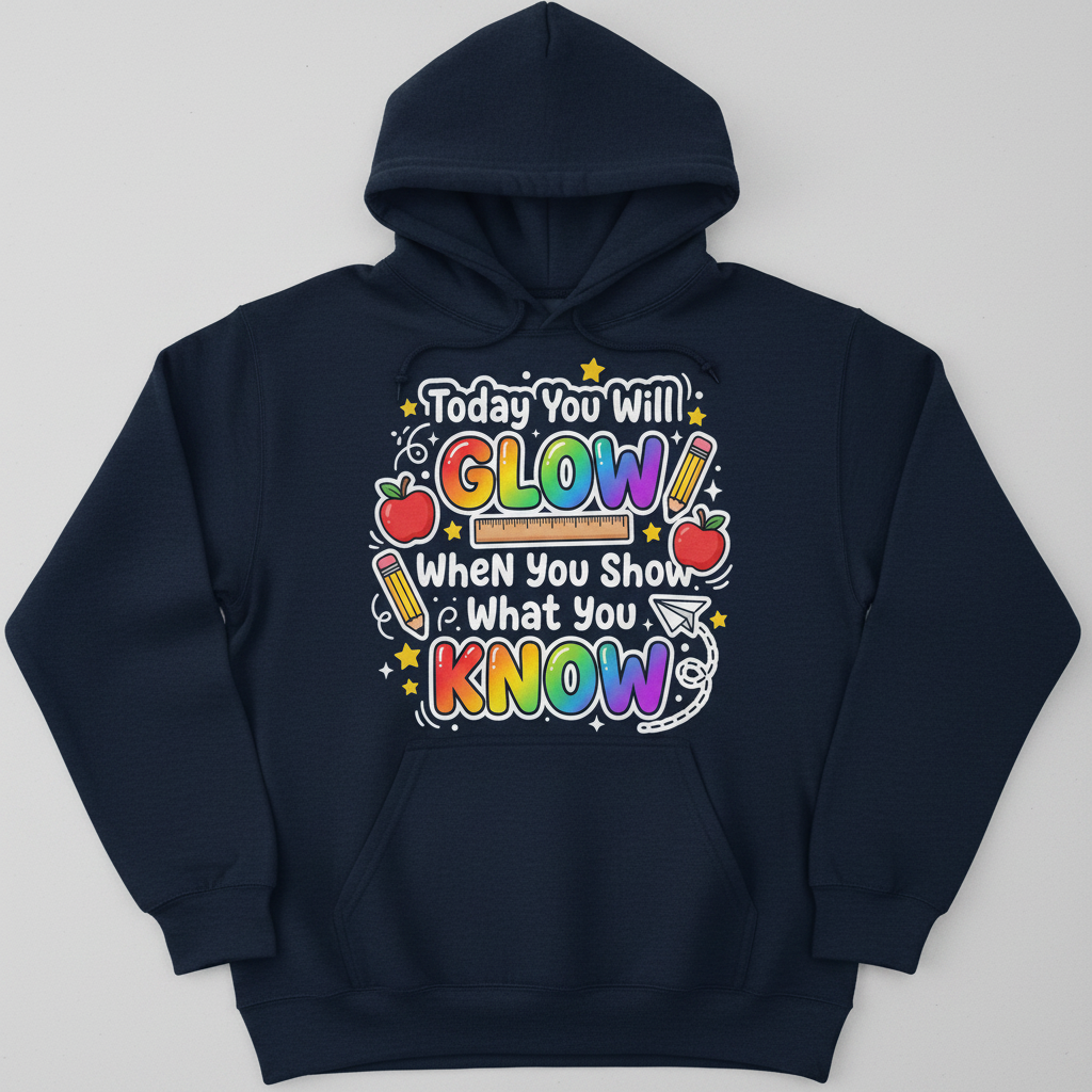 Today You Will Glow Motivational School Quote Hoodie - Navy