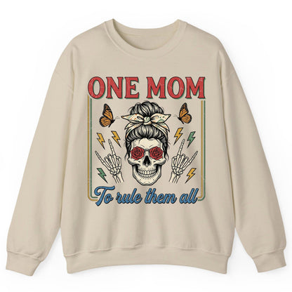 ONE MOM to Rule Them All Funny Skull Sweatshirt - product mockup - Sand