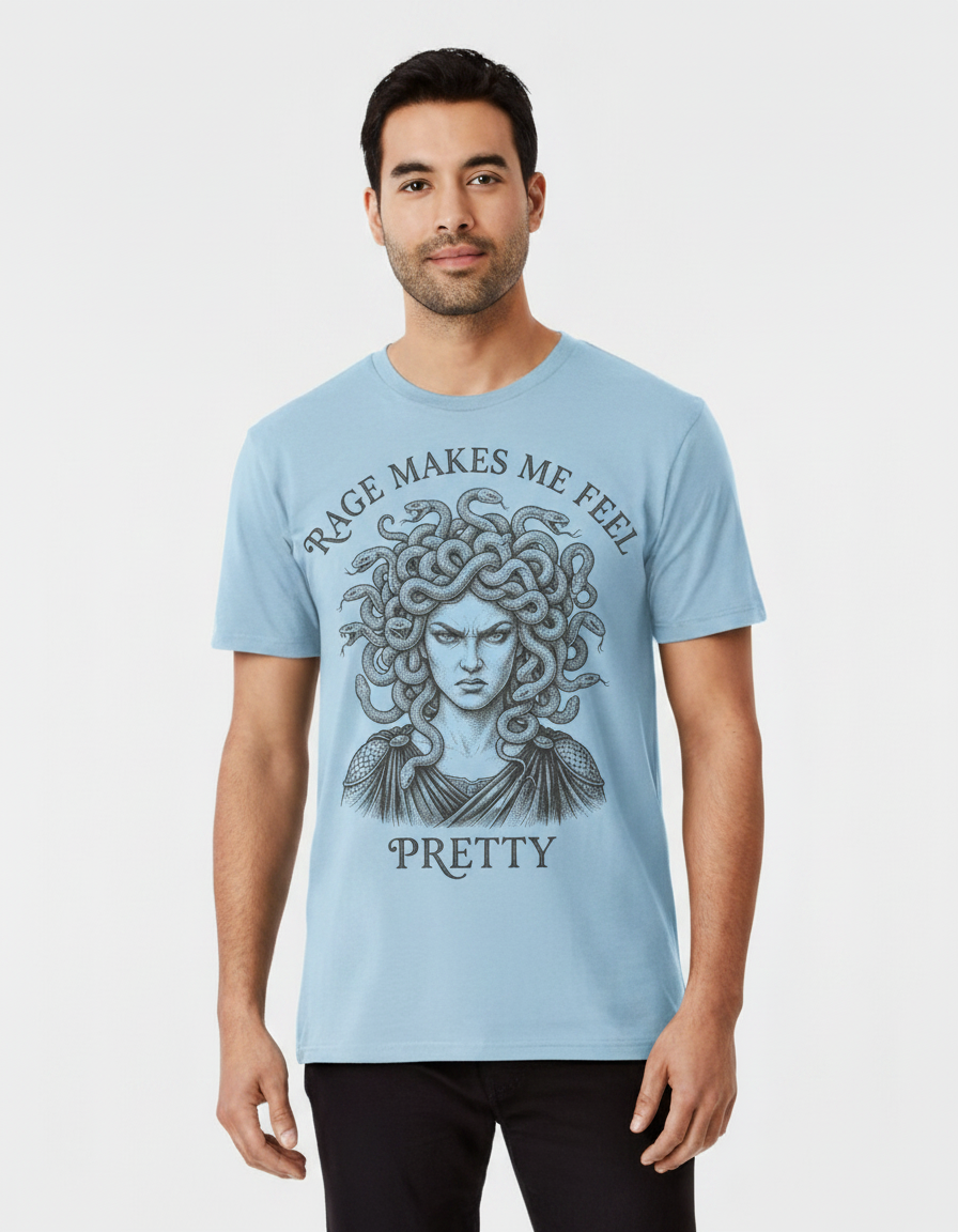 Medusa Rage Makes Me Feel Pretty Greek Mythology T-Shirt - Light Blue