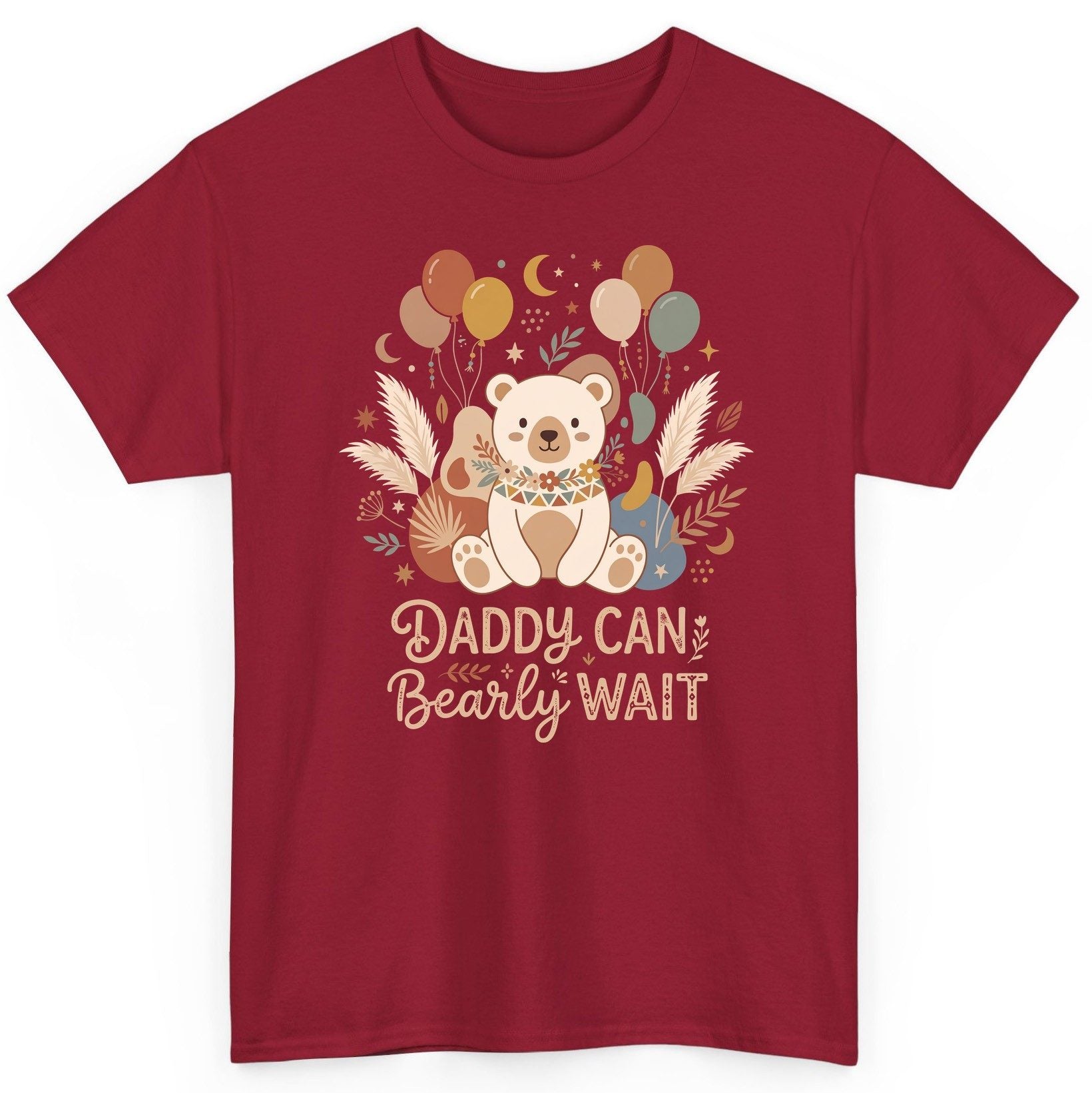 Daddy Can Bearly Wait Baby Shower T-Shirt - product mockup - Cardinal Red