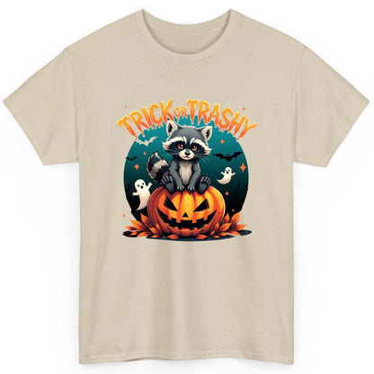 Trick or Trashy Halloween raccoon T-Shirt Sand product mockup
