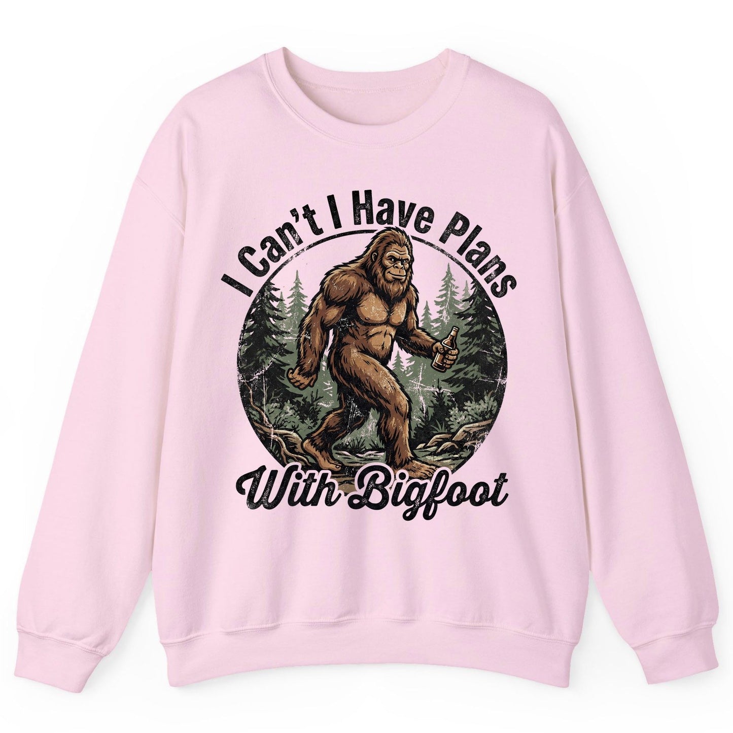I Can't I Have Plans with Bigfoot bigfoot Sweatshirt Light Pink product mockup