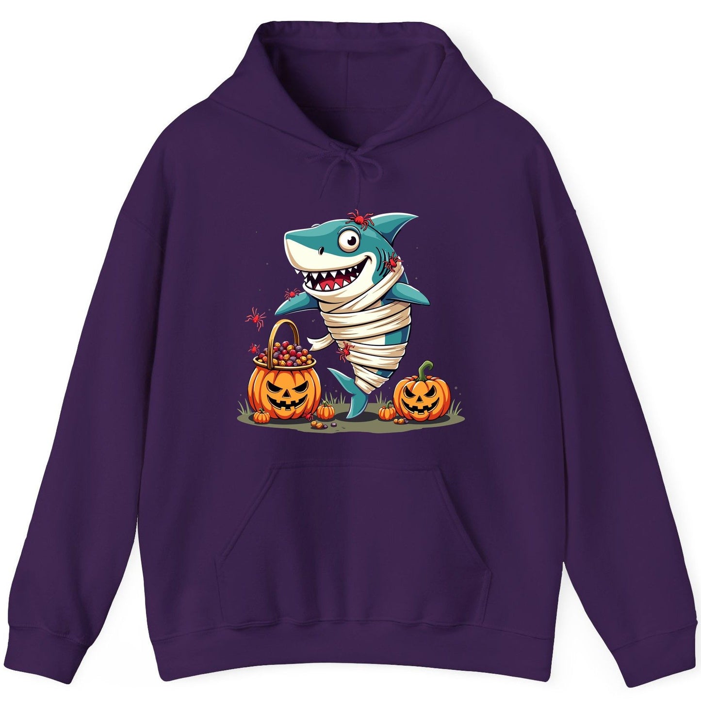 Mummy Shark Halloween shark Hoodie Purple product mockup