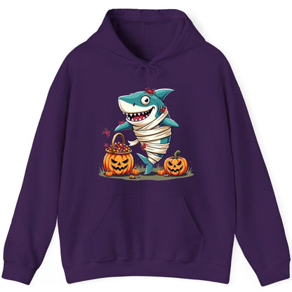 Mummy Shark Halloween shark Hoodie Purple product mockup