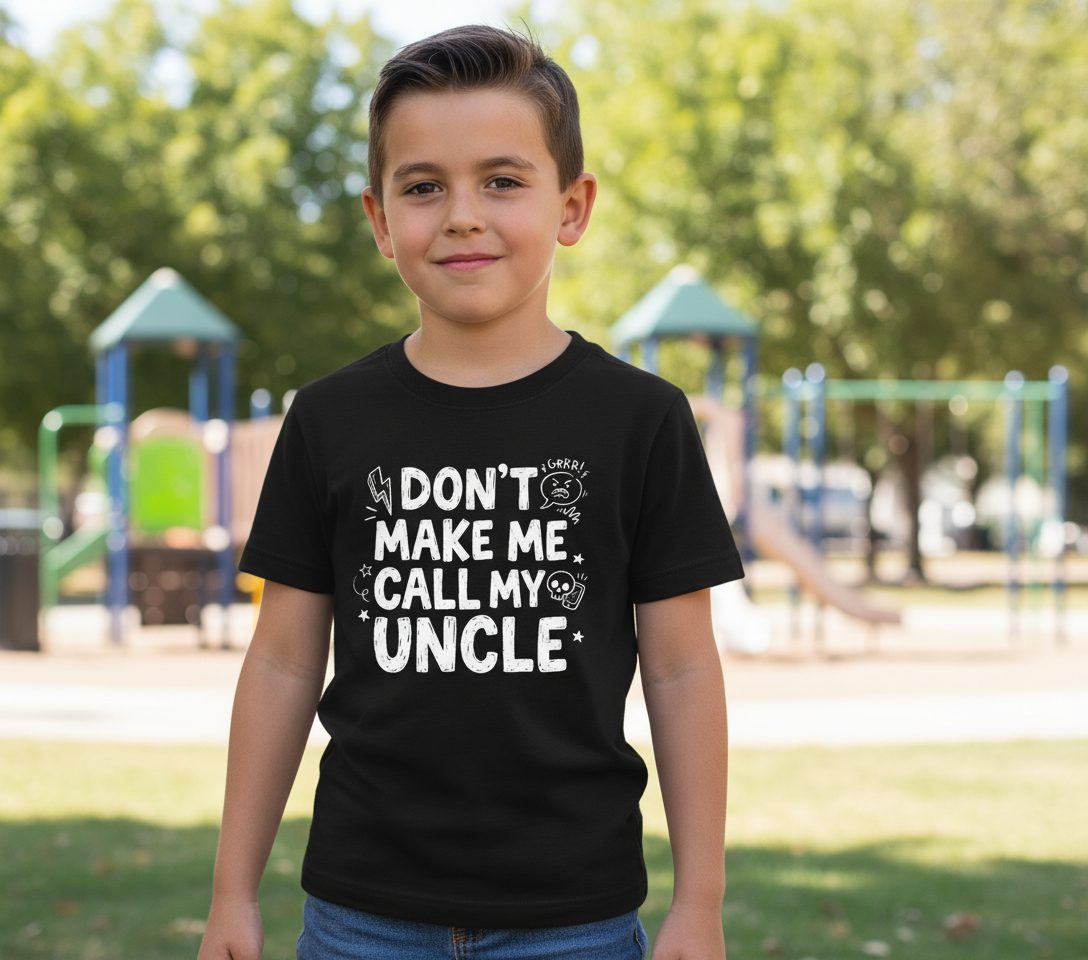 Don't Make Me Call My Uncle family humor Youth T-Shirt Black lifestyle mockup