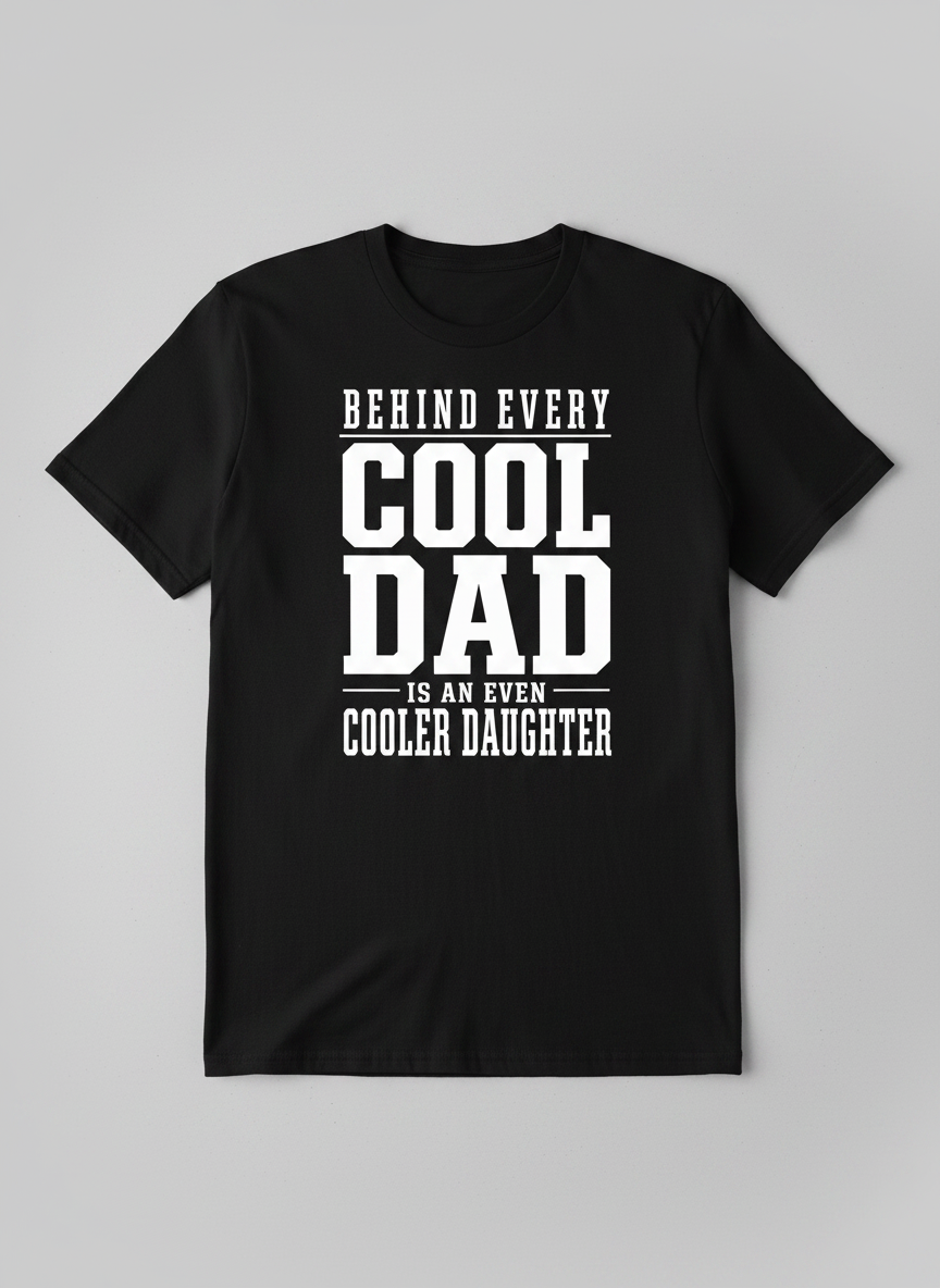 Behind Every Cool Dad Is An Even Cooler Daughter T-Shirt - Black