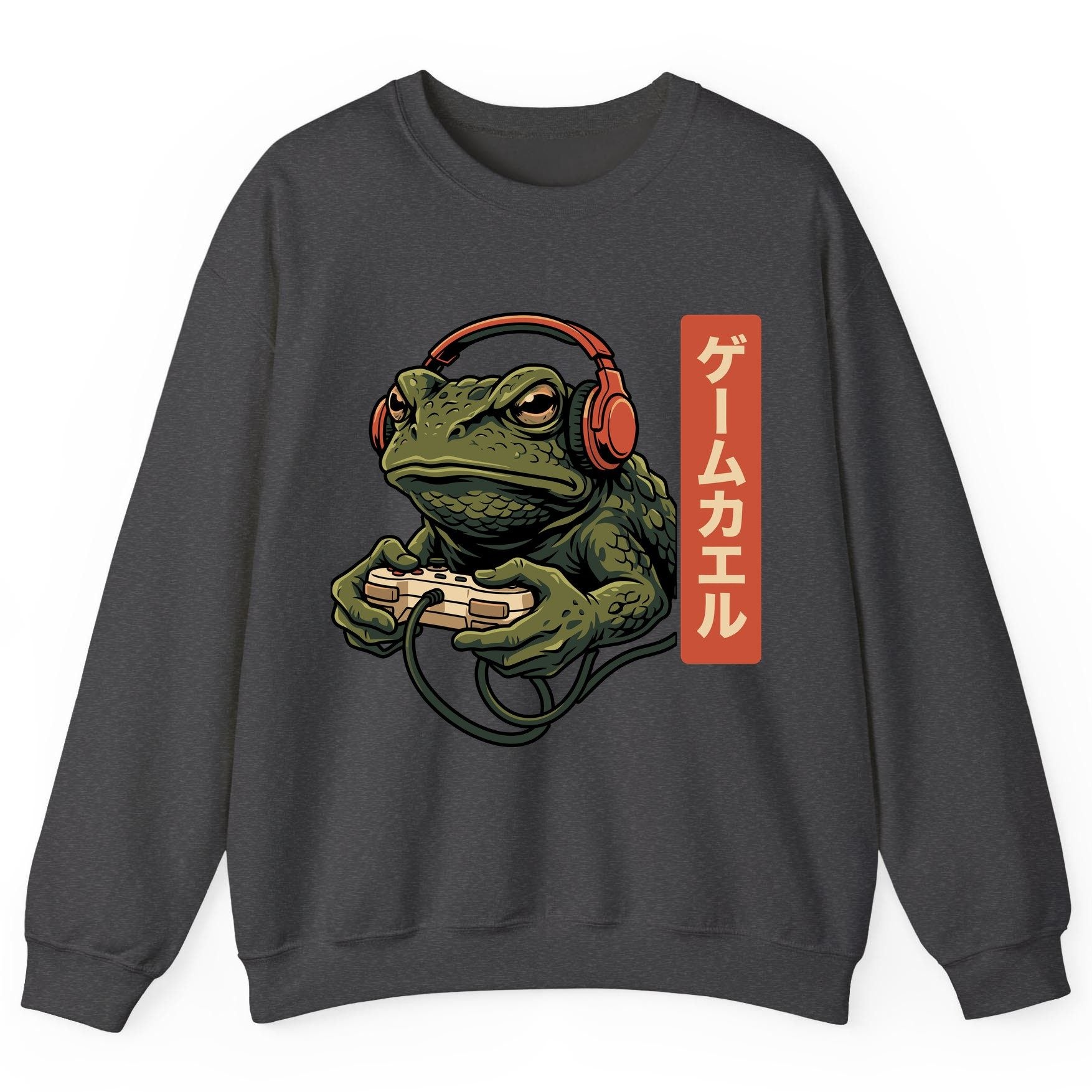 ゲームカエル gaming toad Sweatshirt Dark Heather product mockup