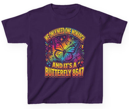WE ONLY NEED ONE Monarch AND IT'S a Butterfly 8647 Youth T-Shirt - product mockup - Purple
