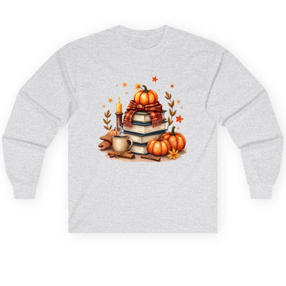 Cozy Autumn Reading Nook cozy autumn reading Long Sleeve Tee Ash product mockup