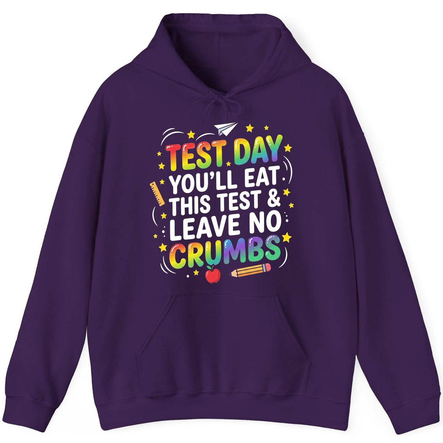 Test Day You'll Eat This Test & Leave No Crumbs Testing Hoodie - product mockup - Purple