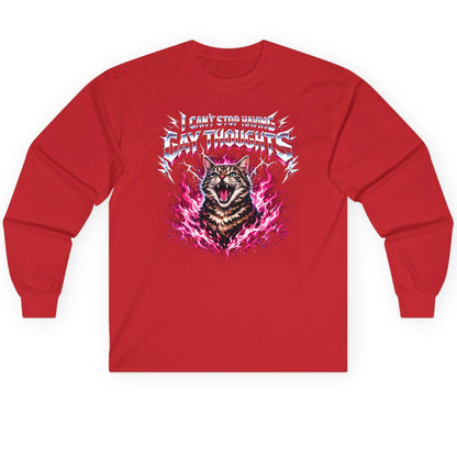I Can't Stop Having Gay Thoughts cat Long Sleeve Tee Red product mockup