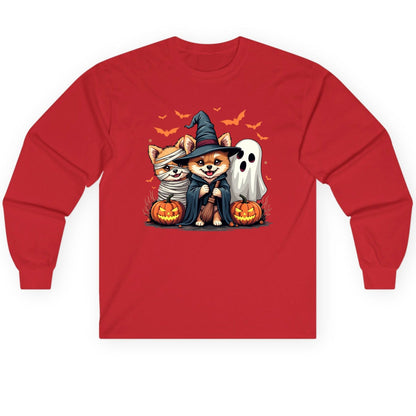 Cute Halloween Corgi Dogs Halloween corgis Long Sleeve Tee Red product mockup