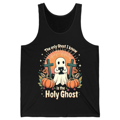 The Only Ghost I Know Is the Holy Ghost christian Halloween Tank Top Black product mockup