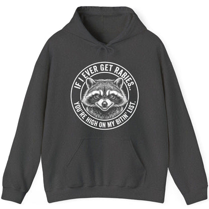 If I Ever Get Rabies You're High on My Bitin' List raccoon Hoodie Dark Heather product mockup