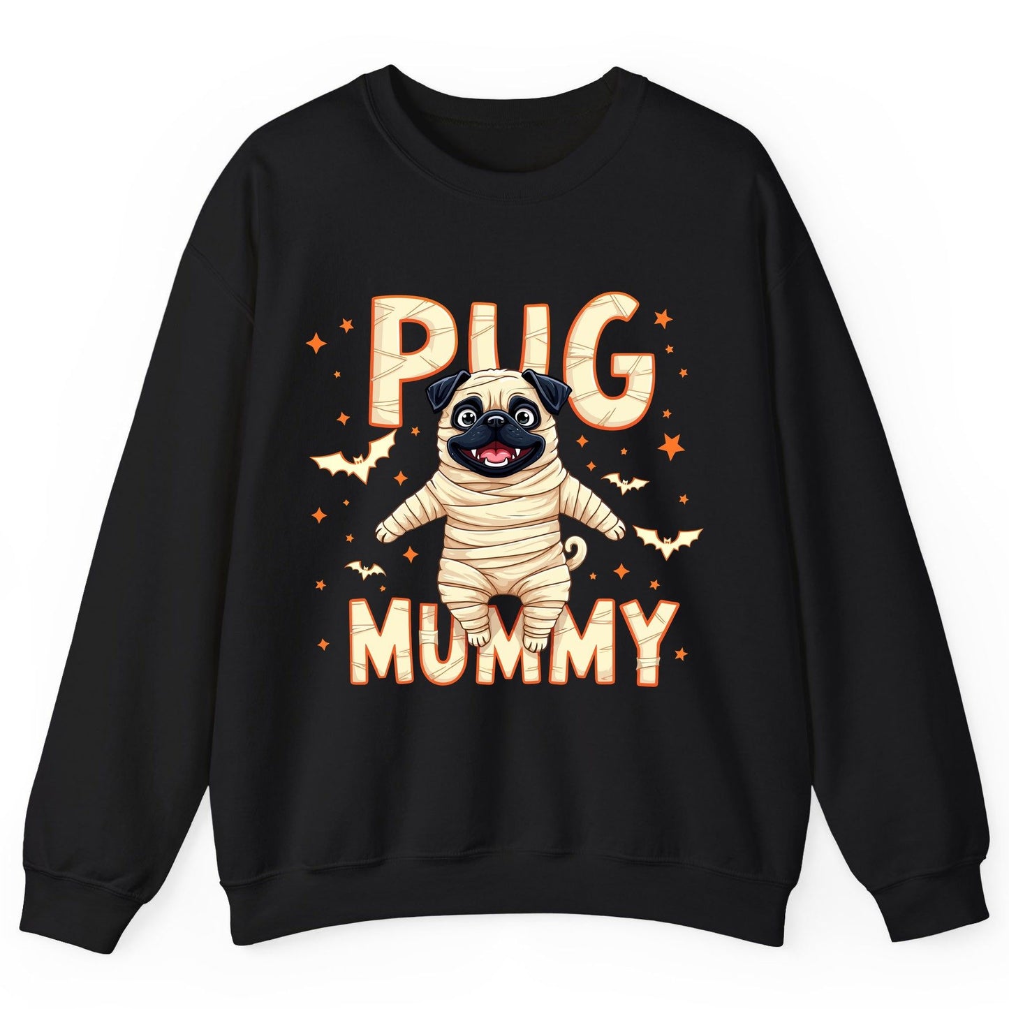 Pug Mummy pug Sweatshirt Black product mockup