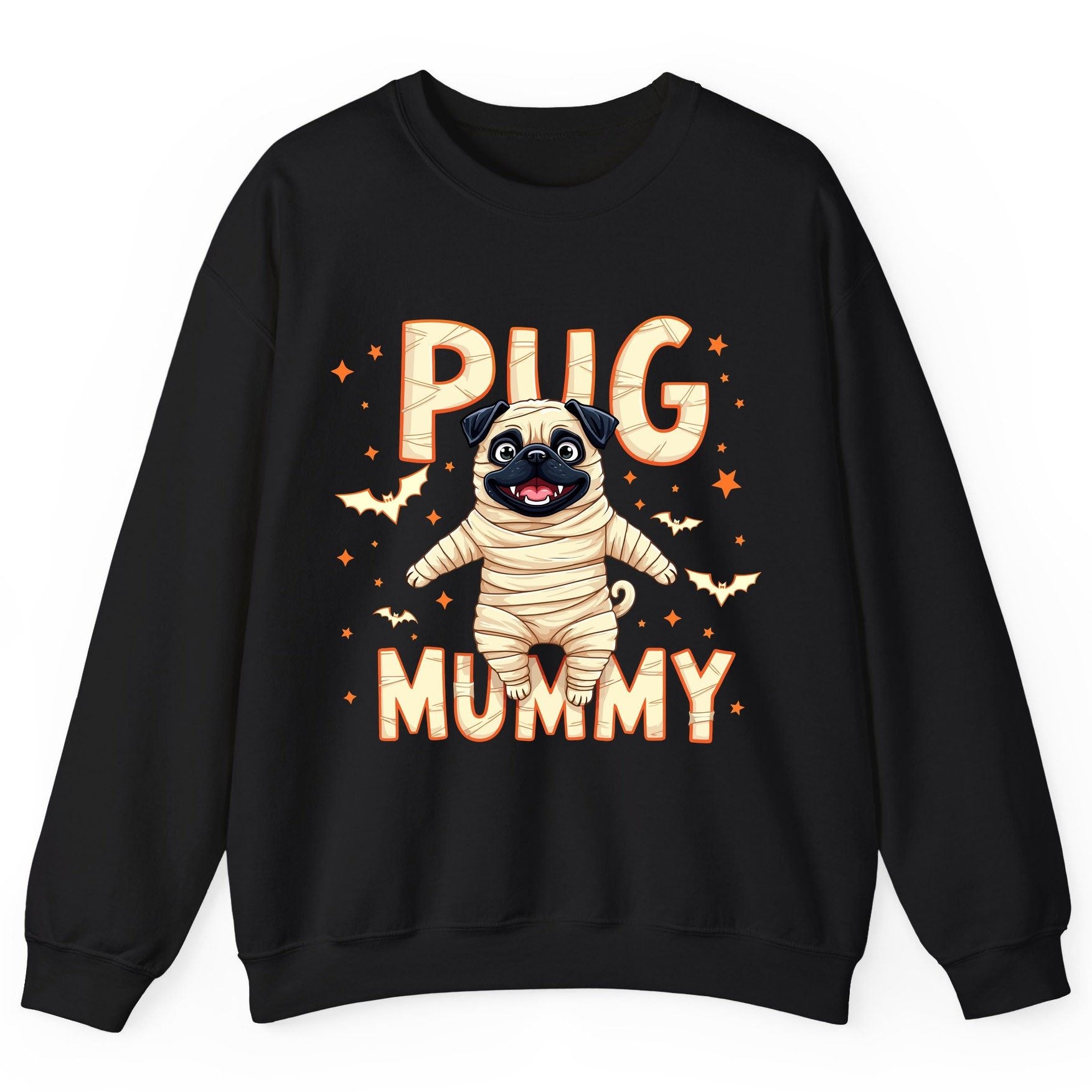 Pug Mummy pug Sweatshirt Black product mockup