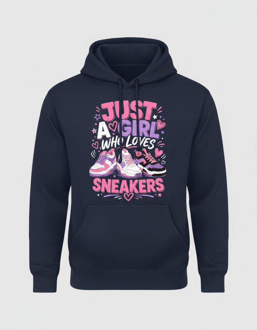 Sneakers Sneakerhead Girls Hoodie - product mockup - Navy