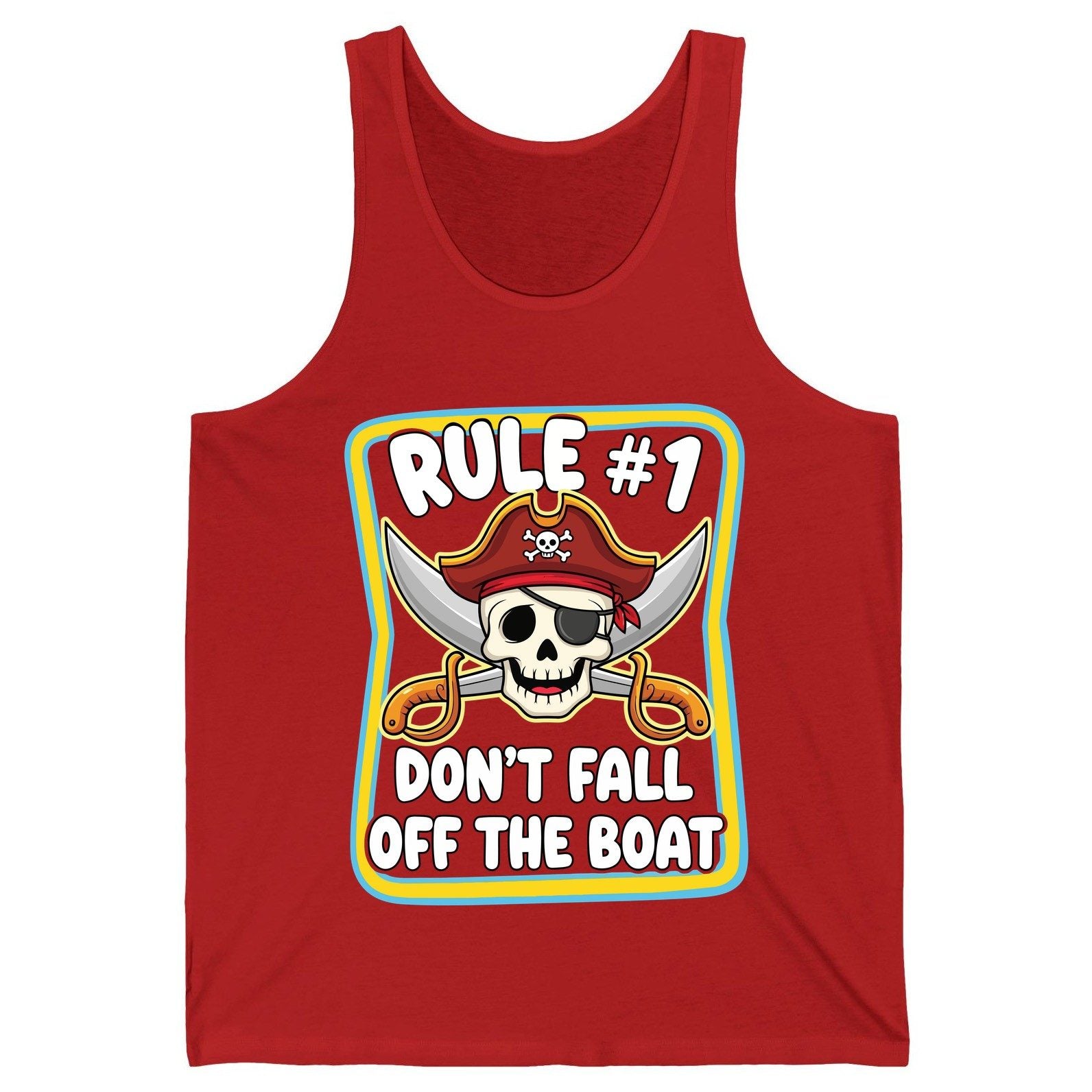 Rule 1 Don't Fall Off the Boat pirate Tank Top Red product mockup