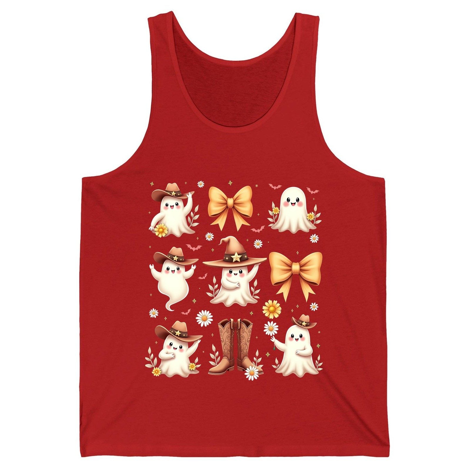 Boo Haw Cute Ghost cute ghost Tank Top Red product mockup