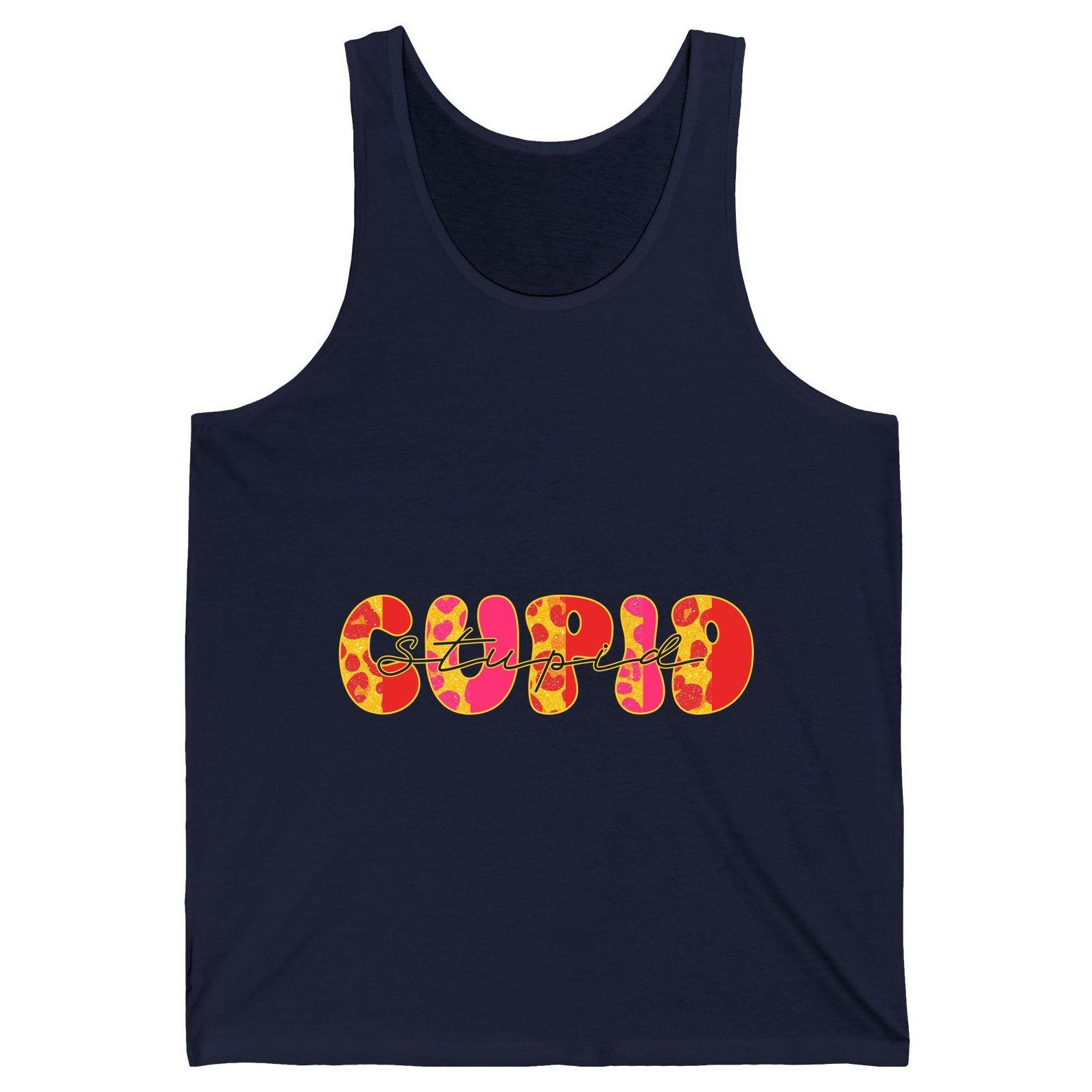Stupid Cupid anti-Valentine's Day Tank Top Navy product mockup