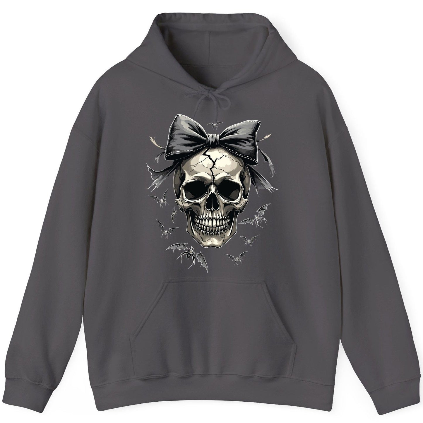 Gothic Skull with Bow gothic skull Hoodie Charcoal product mockup
