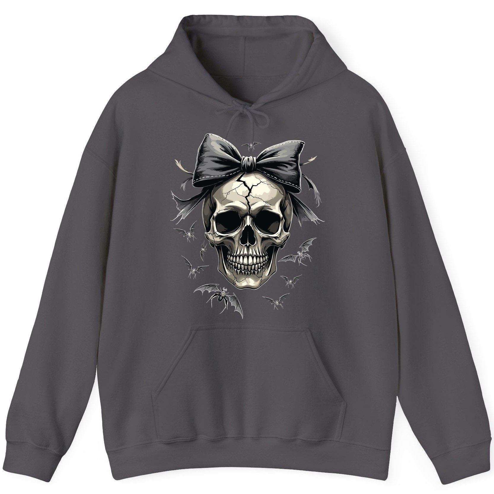 Gothic Skull with Bow gothic skull Hoodie Charcoal product mockup