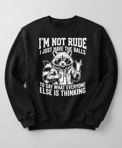Sassy Raccoon I'm Not Rude Funny Quote Sweatshirt - Black