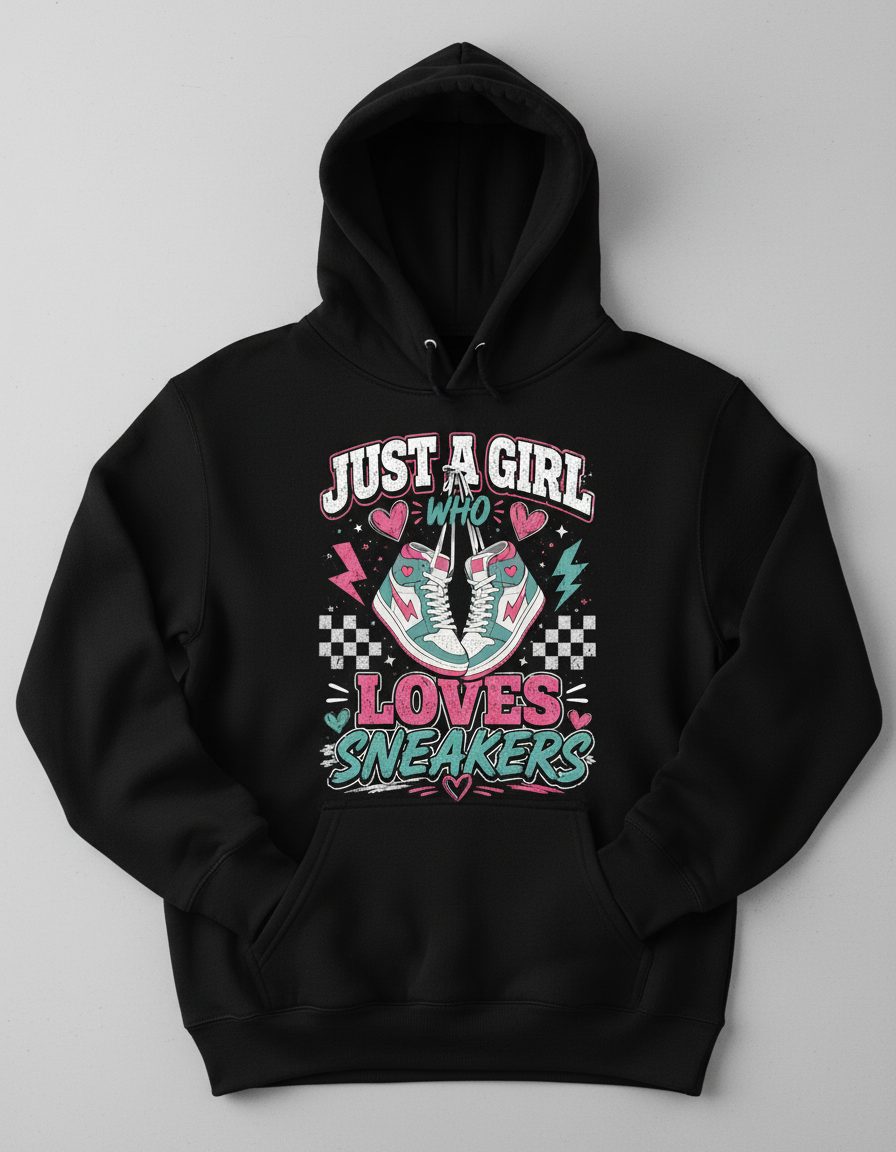Sneakers Retro Sneakerheads Hoodie - product mockup - Black