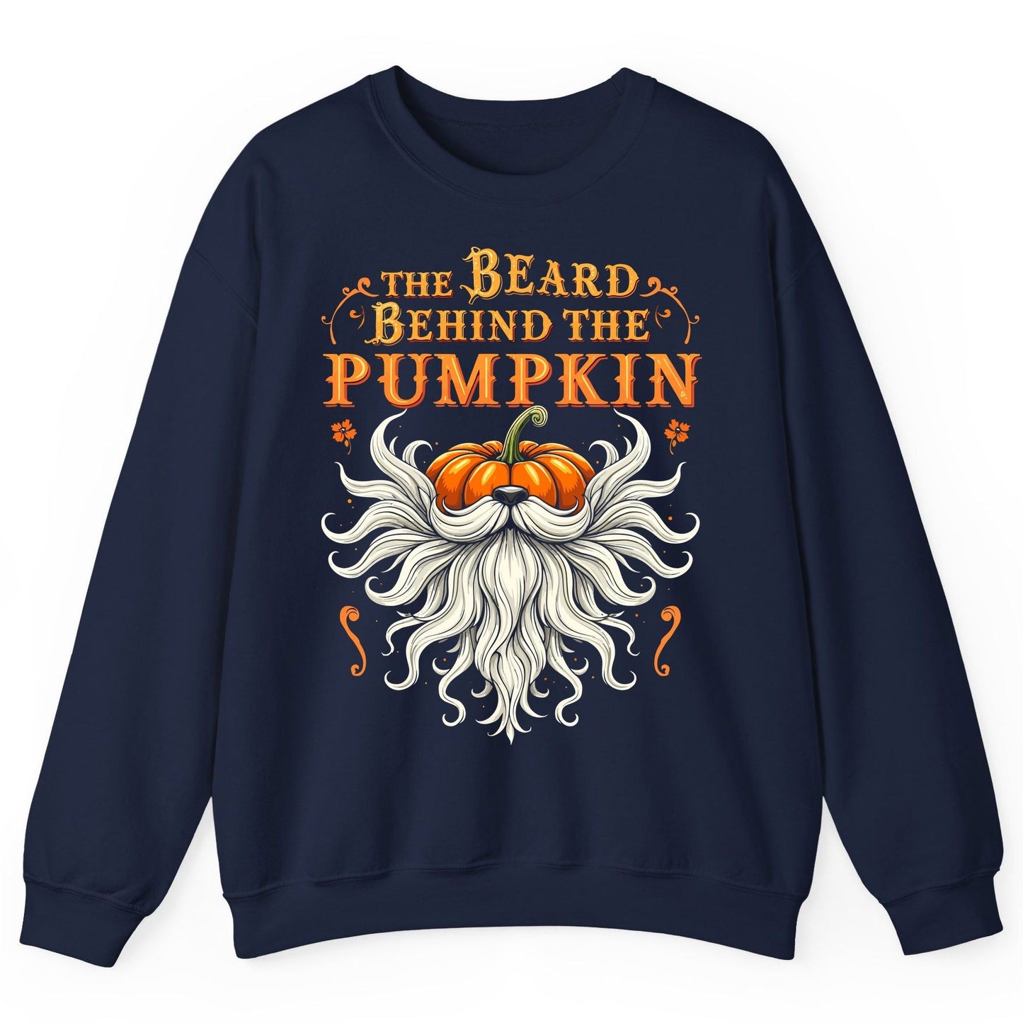 The Beard Behind the Pumpkin bearded dad Sweatshirt Navy product mockup