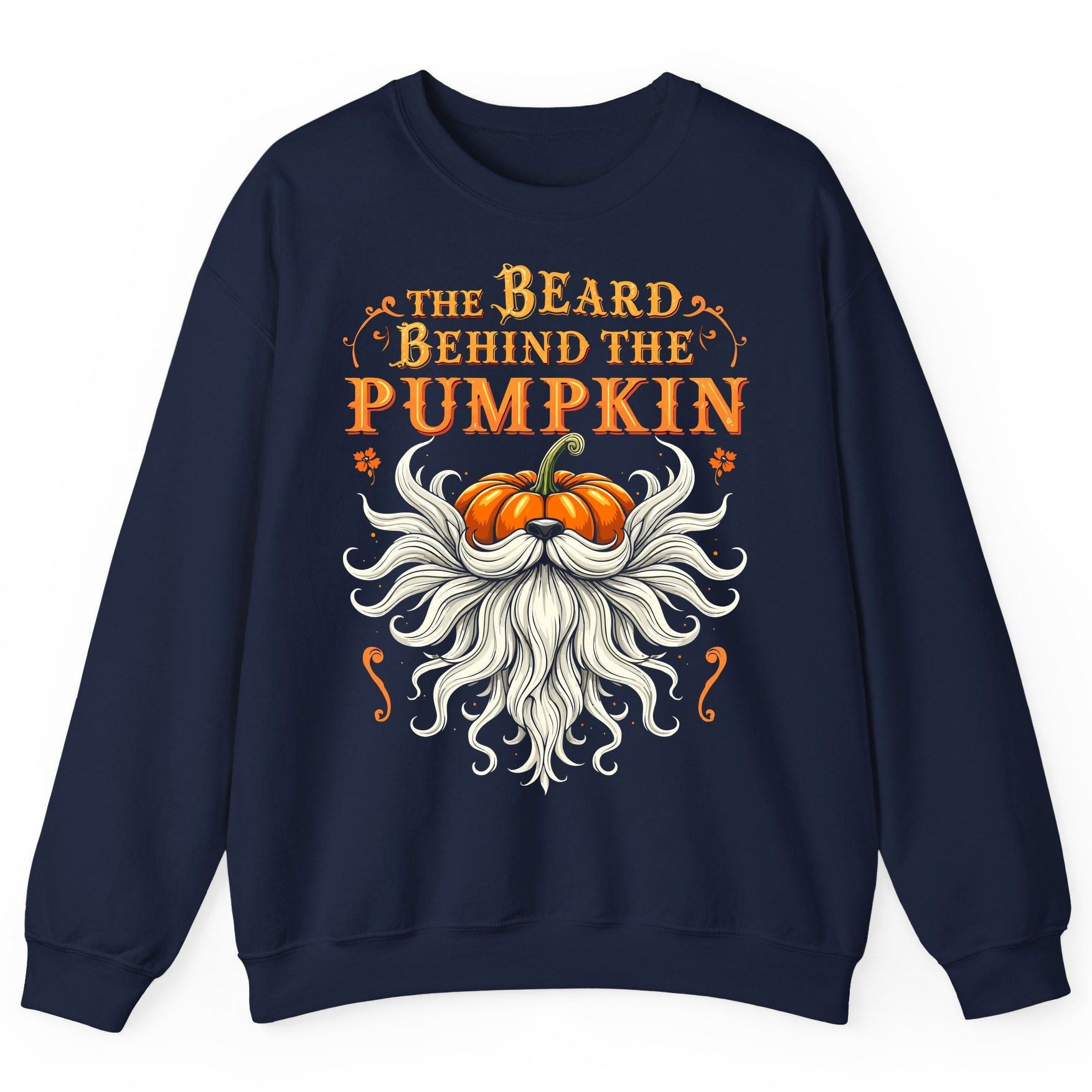 The Beard Behind the Pumpkin bearded dad Sweatshirt Navy product mockup