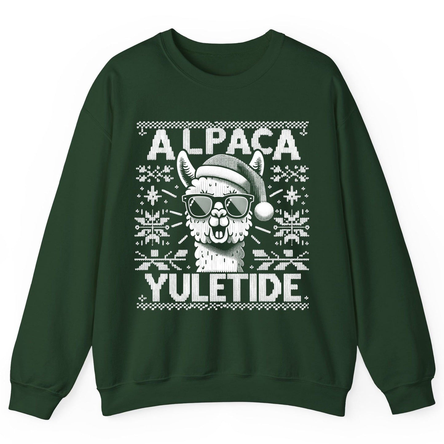 ALPACA Yuletide Funny Lovers Sweatshirt - product mockup - Forest Green