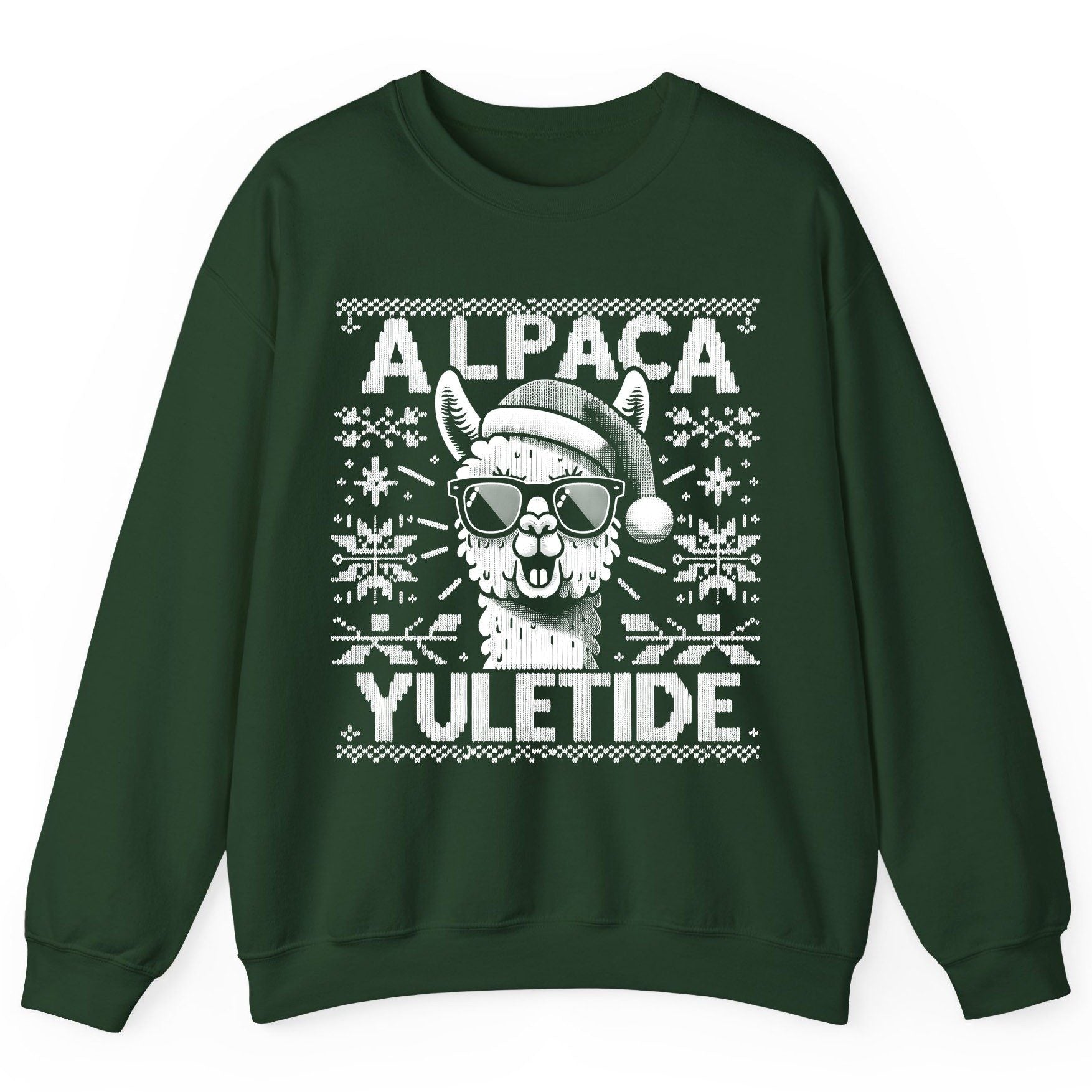 ALPACA Yuletide Funny Lovers Sweatshirt - product mockup - Forest Green