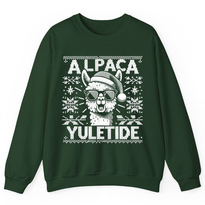 ALPACA Yuletide Funny Lovers Sweatshirt - product mockup - Forest Green