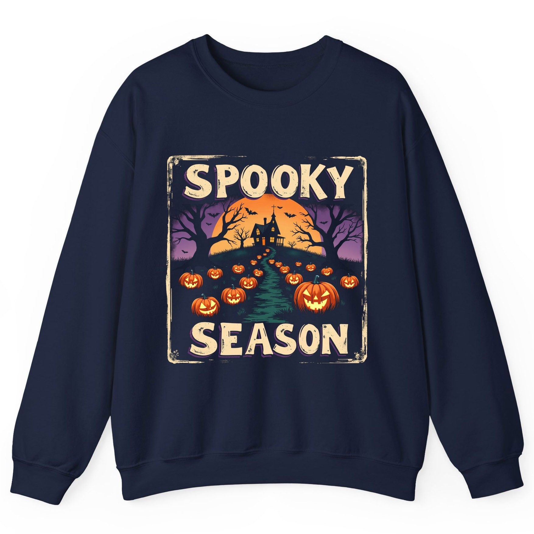 Spooky Season Halloween Sweatshirt Navy product mockup