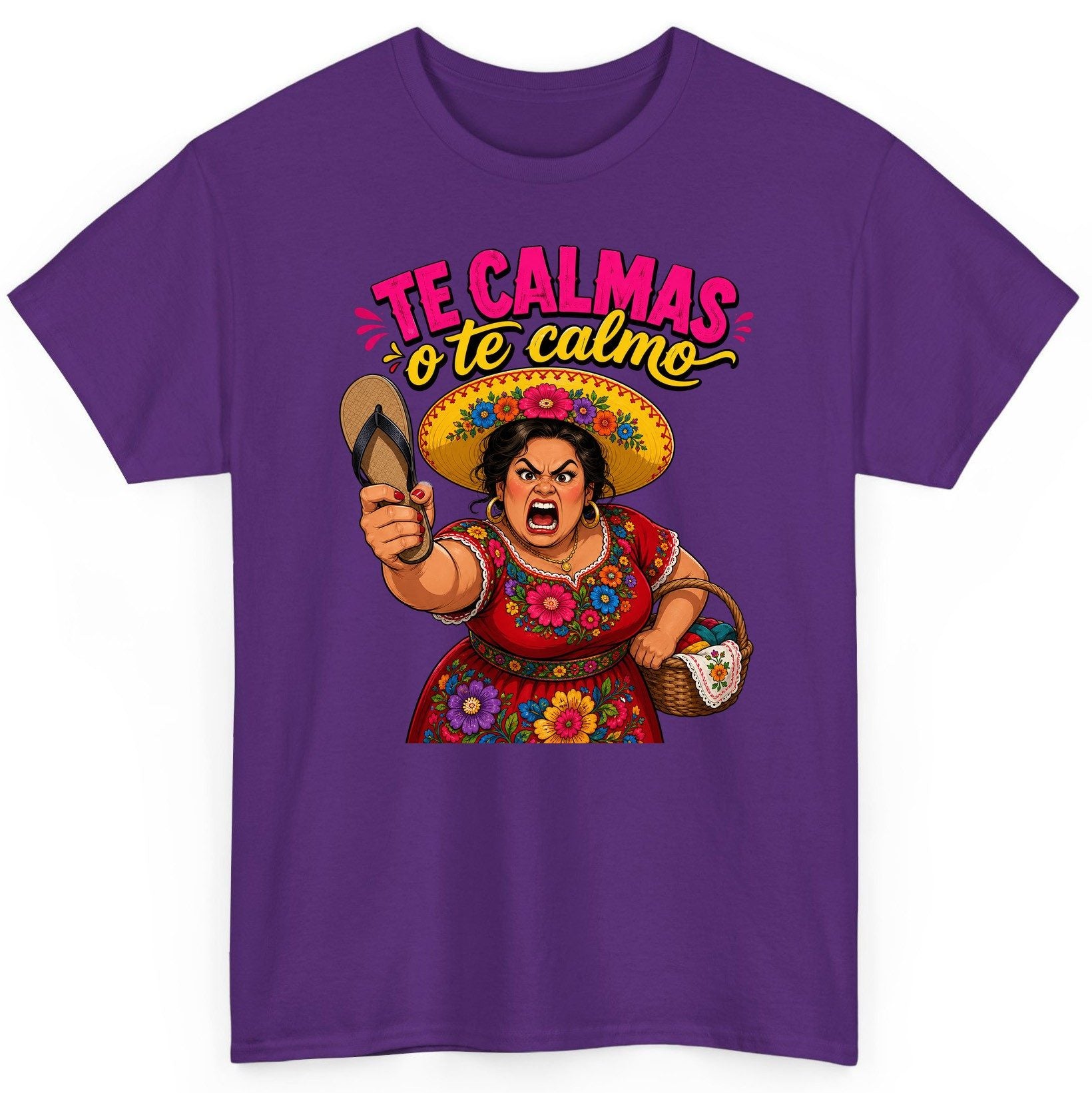 Te Calmas O Te Calmo Funny Latina Mom T-Shirt - product mockup - Purple