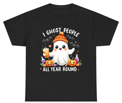 I Ghost People All Year Round cute ghost Youth T-Shirt Black product mockup