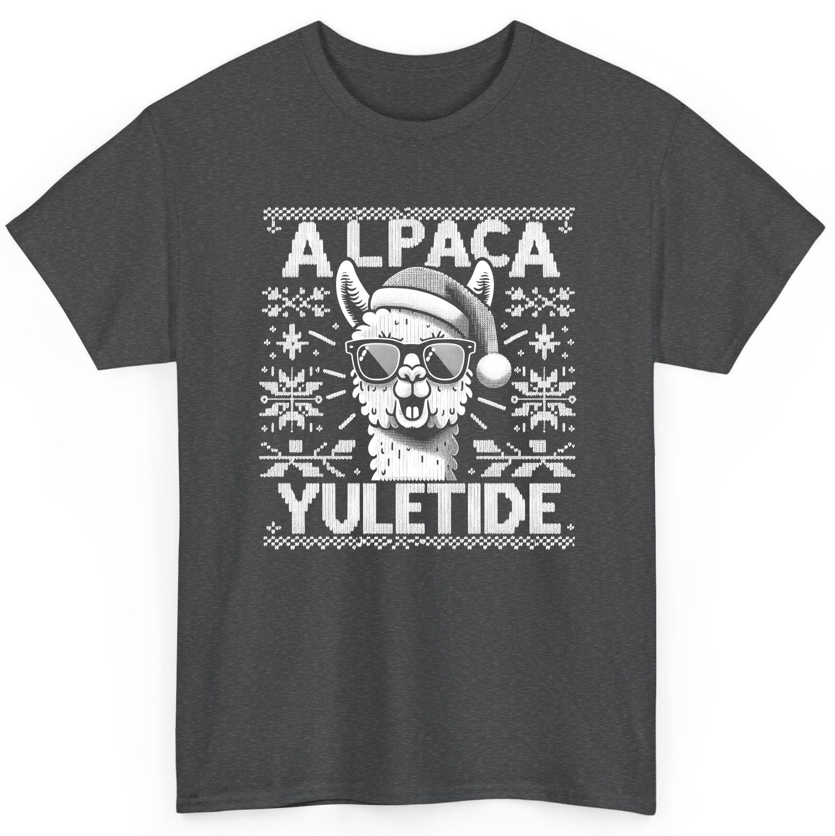 ALPACA Yuletide Funny Lovers T-Shirt - product mockup - Dark Heather