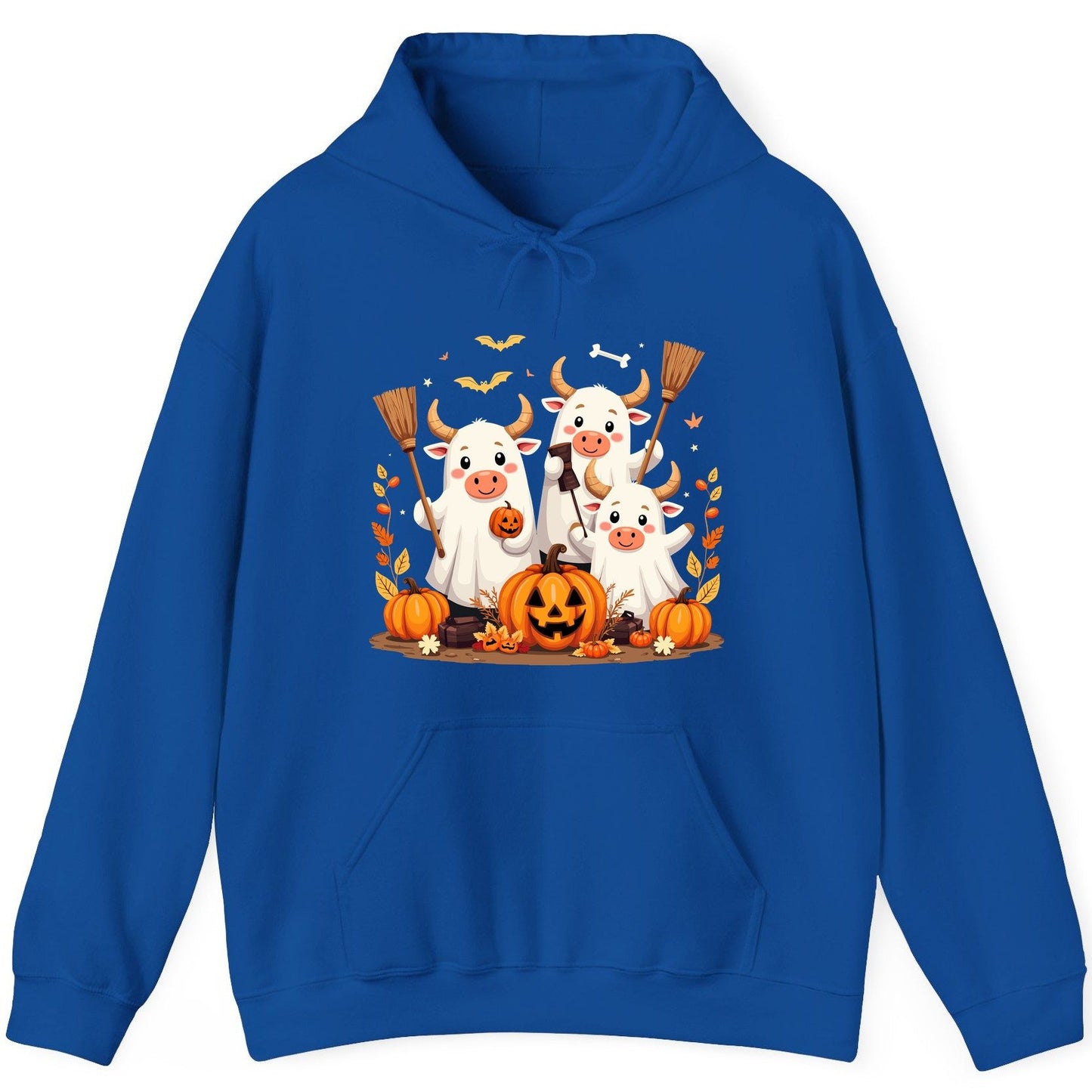 Cute Ghost Cows Halloween cows Hoodie Royal product mockup