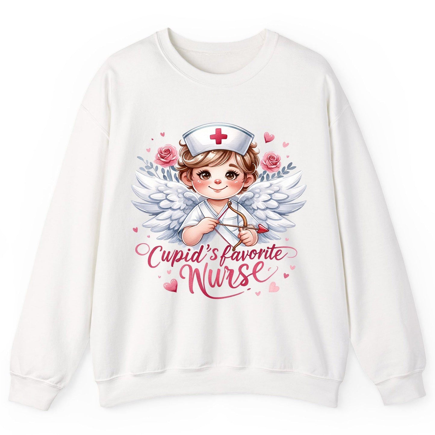 Cupid's Favorite Nurse cupid nurse Sweatshirt White product mockup