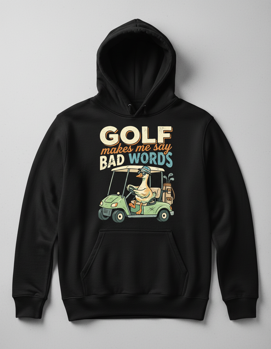 Funny Golf Duck Makes Me Say Bad Words Hoodie - Black