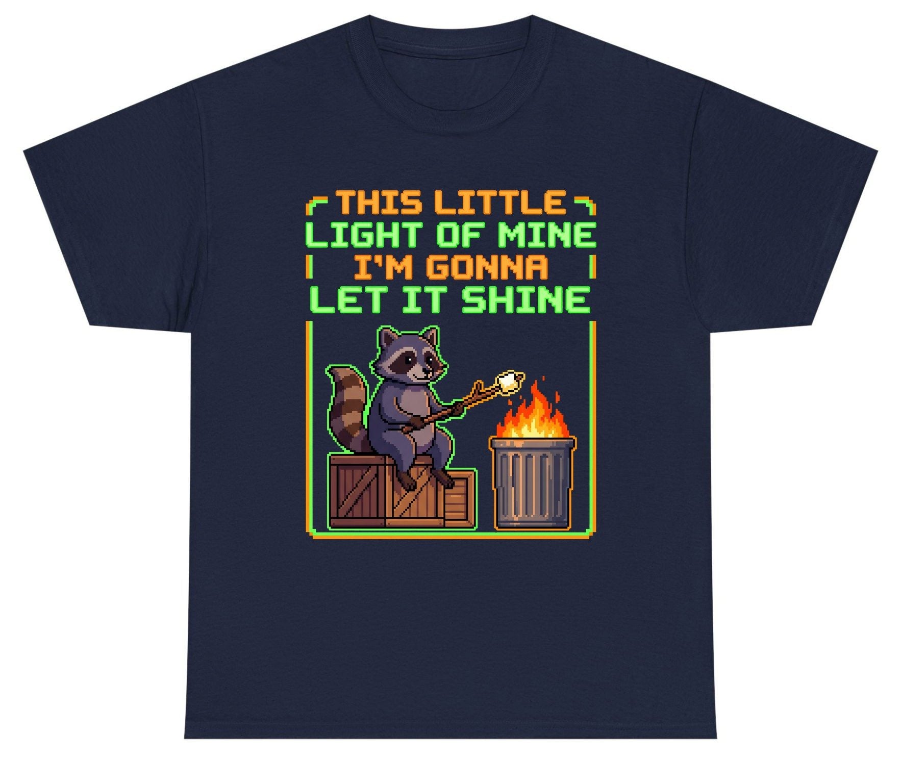 THIS LITTLE LIGHT OF MINE I'M GONNA LET IT SHINE Raccoon Youth T-Shirt Navy product mockup