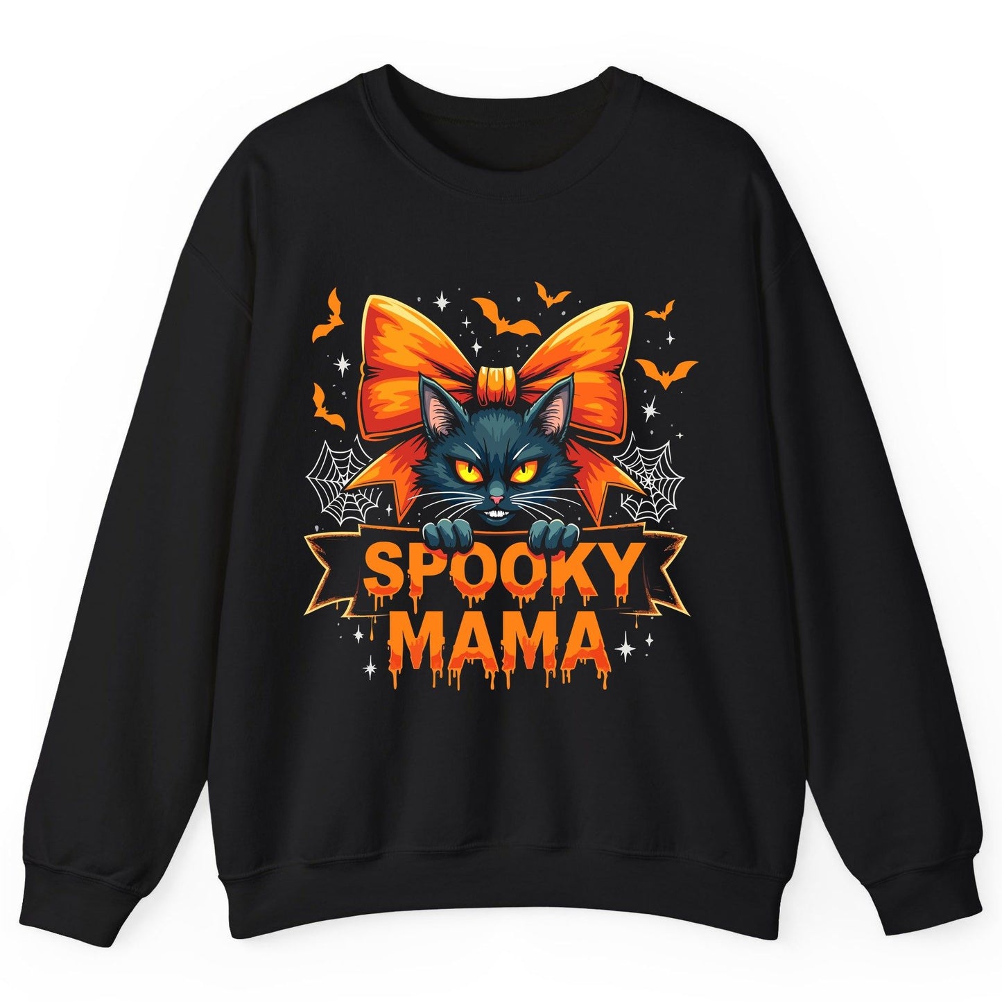 Spooky Mama black cat Sweatshirt Black product mockup