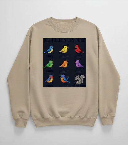 HOW TO Identify BIRDS Funny Birdwatching Sweatshirt - product mockup - Sand