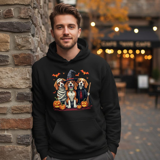 Halloween Beagles Costume beagles in Halloween costumes Hoodie Black lifestyle mockup