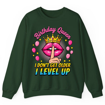 Birthday Queen I Don't Get Older I Level Up gamer birthday Sweatshirt Forest Green product mockup