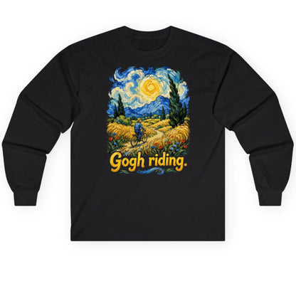 Gogh Riding van gogh art parody Long Sleeve Tee Black product mockup