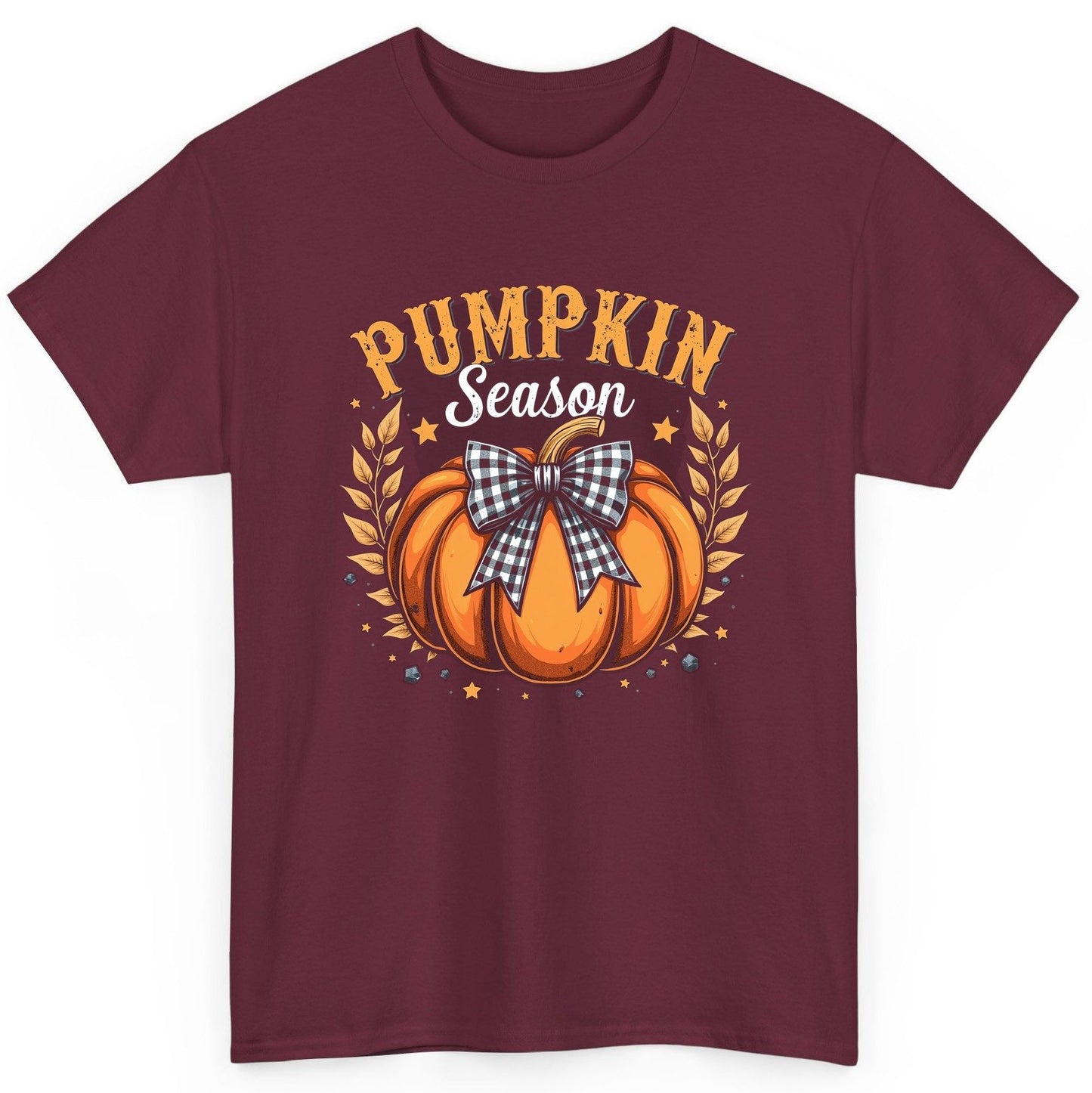 Pumpkin Season fall T-Shirt Maroon product mockup